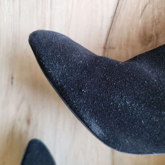 Black Suede Leather Over the Knee Block Heel Boots Sz 38 TopShop - Picture 6 of 10